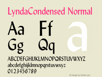 LyndaCondensed Normal Altsys Fontographer 4.1 5/15/96 Font Sample