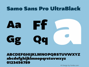 Samo Sans Pro UltraBlack Version 1.000 2010 initial release;com.myfonts.carnoky.samo-sans-pro.ultra.wfkit2.3RZ7 Font Sample