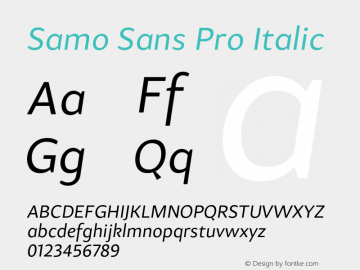 Samo Sans Pro Italic Version 1.000 2010 initial release;com.myfonts.carnoky.samo-sans-pro.ital.wfkit2.3RZg Font Sample
