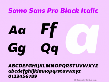 Samo Sans Pro Black Italic Version 1.000 2010 initial release;com.myfonts.carnoky.samo-sans-pro.black-ital.wfkit2.3RZa Font Sample