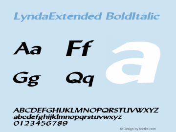 LyndaExtended BoldItalic Altsys Fontographer 4.1 5/10/96图片样张