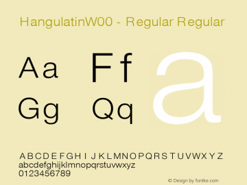 HangulatinW00-Regular Regular Version 1.00 Font Sample