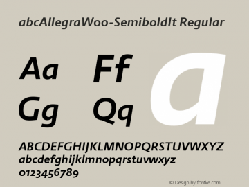 abcAllegraW00-SemiboldIt Regular Version 1.21图片样张