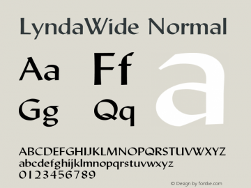 LyndaWide Normal Altsys Fontographer 4.1 5/10/96 Font Sample