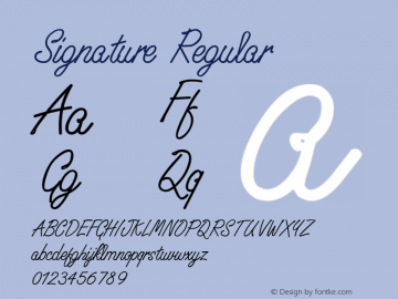 Signature Regular Altsys Fontographer 4.0.2 97.5.10 Font Sample