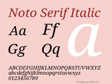 Noto Serif Italic Version 1.07图片样张