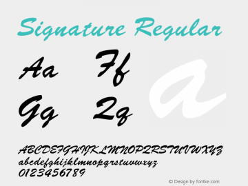 Signature Regular Altsys Fontographer 3.5  5/27/92 Font Sample