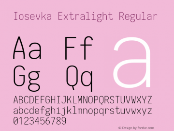 Iosevka Extralight Regular 1.8.3; ttfautohint (v1.5)图片样张