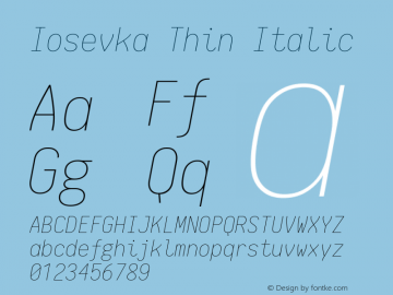 Iosevka Thin Italic 1.8.3; ttfautohint (v1.5)图片样张