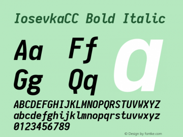 IosevkaCC Bold Italic 1.8.3; ttfautohint (v1.5) Font Sample