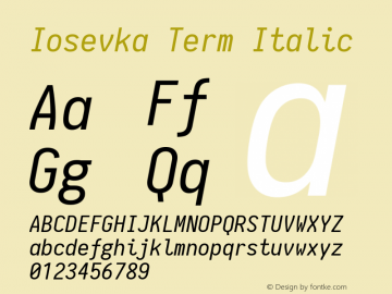 Iosevka Term Italic 1.8.3; ttfautohint (v1.5)图片样张