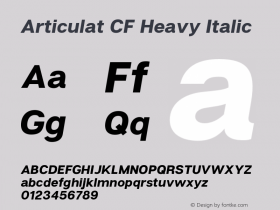 Articulat CF Heavy Italic Version 1.600;PS 001.600;hotconv 1.0.88;makeotf.lib2.5.64775 Font Sample