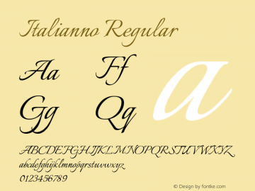 Italianno Regular Version 1.003 Font Sample