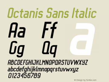 Octanis Sans Italic Version 1.000;PS 001.000;hotconv 1.0.70;makeotf.lib2.5.58329 DEVELOPMENT Font Sample