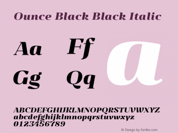 Ounce Black Black Italic Version 1.000 Font Sample