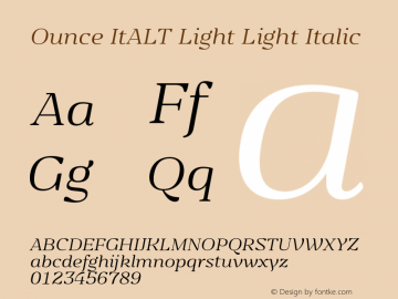 Ounce ItALT Light Light Italic Version 1.000图片样张