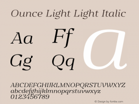 Ounce Light Light Italic Version 1.000 Font Sample