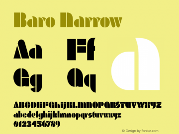Baro Narrow Version 2.000 Font Sample