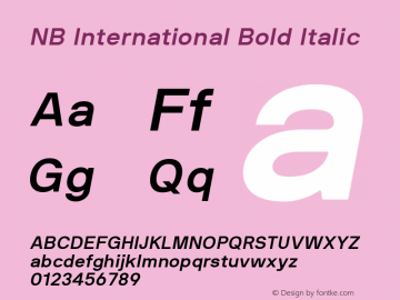 NB International Bold Italic Version 2.000 Font Sample