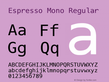 Espresso Mono Regular Version 2.17 Font Sample