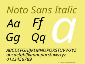 Noto Sans Italic Version 1.06图片样张