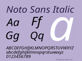 Noto Sans Italic Version 1.06图片样张