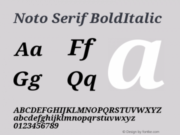 Noto Serif BoldItalic Version 1.05 Font Sample