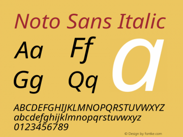 Noto Sans Italic Version 1.06 Font Sample