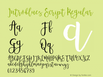 Introblues Script Regular Version 001.001 Font Sample