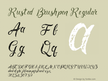 Rusted Brushpen Regular Version 1.00 March 19, 2016, initial release Font Sample