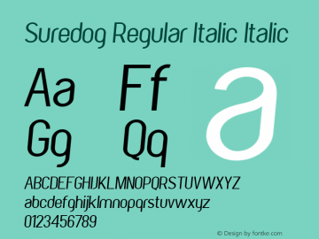 Suredog Regular Italic Italic Version 1.002 2004;com.myfonts.easy.fontmill.suredog.italic.wfkit2.version.2vMm图片样张