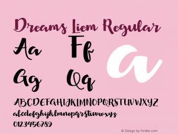 Dreams Liem Regular Version 1.000 Font Sample