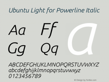 Ubuntu Light for Powerline Italic Version 0.80 Font Sample