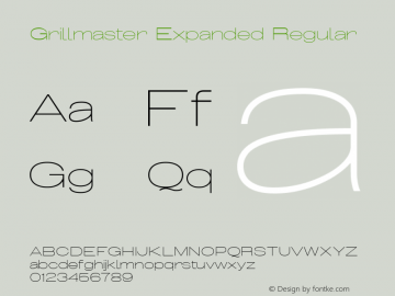 Grillmaster Expanded Regular Version 1.000 Font Sample