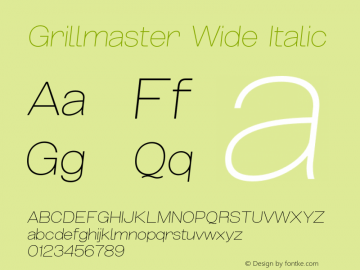 Grillmaster Wide Italic Version 1.000图片样张