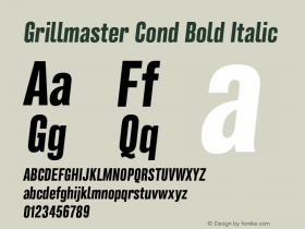 Grillmaster Cond Bold Italic Version 1.000 Font Sample