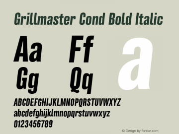Grillmaster Cond Bold Italic Version 1.000图片样张