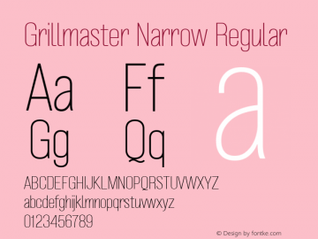 Grillmaster Narrow Regular Version 1.000 Font Sample