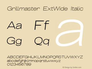 Grillmaster ExtWide Italic Version 1.000 Font Sample