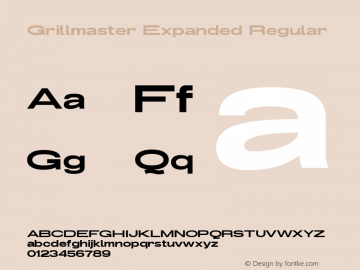 Grillmaster Expanded Regular Version 1.000 Font Sample
