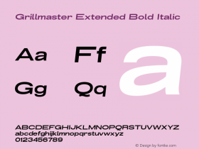 Grillmaster Extended Bold Italic Version 1.000 Font Sample