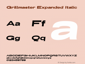 Grillmaster Expanded Italic Version 1.000 Font Sample