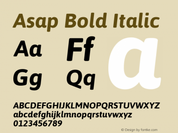 Asap Bold Italic Version 1.001 Font Sample