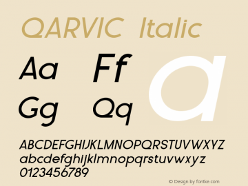 QARVIC Italic Version 1.000 Font Sample