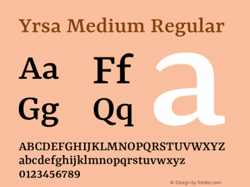 Yrsa Medium Regular Version 1.001;PS 1.1;hotconv 1.0.88;makeotf.lib2.5.647800 Font Sample