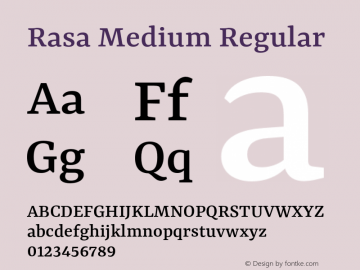 Rasa Medium Regular Version 1.001;PS 1.1;hotconv 1.0.88;makeotf.lib2.5.647800 Font Sample
