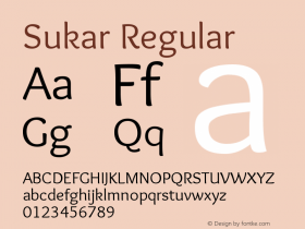 Sukar Regular Version 1.00 March 17, 2016, initial release图片样张