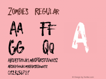 Zombies Regular Unknown Font Sample