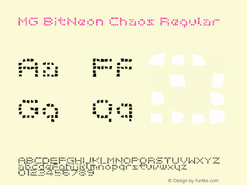 MG BitNeon Chaos Regular Macromedia Fontographer 4.1J 03.9.27 Font Sample