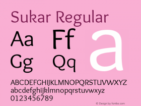 Sukar Regular Version 1.00 March 17, 2016, initial release图片样张